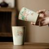 Taza de Coca-Cola de Conejo de Fresa Beige Ru Horno de Cerámica Taza de Apertura Práctica Película Juego de Té de Kung Fu Taza Personal para el Hogar