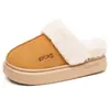 Zapatos de invierno para mujer transfronterizos, forrados de felpa para abrigar, patchwork de ante sintético con forro de felpa, estilo slip-on, suela gruesa, diseño casual para usar en casa