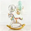 Globos de Papel de Aluminio con Forma de Carruaje de Caballos para Decoración de Fiesta de Cumpleaños, Arreglo Vintage Dorado y Blanco para Cumpleaños Infantil