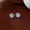 Pendientes Colgantes de Flor de Cristal Aguja de Plata, Pendientes de Botón Vintage Retro, Pendientes de Lujo Ligero de Gama Alta para Mujer, Estilo de Nicho