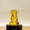 Figura de Vidrio del Dios de la Riqueza de Cinco Vías, Pequeño Dios de la Fortuna de Vidrio, Regalo Atractor de Riqueza, Decoración del Hogar, Cristal Amarillo, Bendiciones de Fortuna, Longevidad, Felicidad y Riqueza