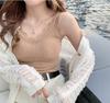 Camisola de encaje con espalda descubierta para mujer, prenda exterior de principios de otoño, prenda interior ajustada con almohadilla para el pecho, camiseta interior con escote en V