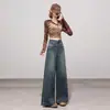 Foto Real Calça Jeans Wide Leg Feminina 2026 Outono Inicial Novo Estilo Emagrecimento Solta Senso de Design Retro Flare Calça de Perna Reta