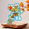 Ímãs de geladeira Qingdao adesivos decorativos magnéticos de madeira Shandong lembranças turísticas pontos turísticos wengchuang ímãs de geladeira atacado
