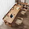 Escritorio largo de madera maciza de doble capa, dormitorio de estudiante, sala de estudio, para dos personas, montado en la pared, simple, de madera de pino, escritorio de computadora, mesa de estudio