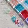 Mini Contas Bolha Coloridas Ornatos para Nail Art Caixa com 12 Compartimentos Caviar Pequenos Diamantes Redondos Decorações de Unhas de Vidro