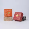 Caja de Empaque para Joyería con Patrón de Estilo Nacional, Caja de Doble Apertura para Pulsera con Etiqueta Dorada, Caja de Empaque para Juego de Anillos y Collares