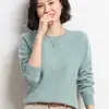 Suéter de punto de cuello redondo para mujer de comercio exterior transfronterizo, otoño e invierno, estilo corto, talla grande, jersey holgado, color liso, top básico