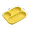 Placa de Jantar Integrada de Silicone de Grau Alimentício Placa de Jantar de Treinamento para Bebê com Ventosa Placa de Comida Suplementar para Bebê com Três Compartimentos