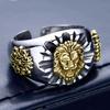 Anillo con cabeza de león de moda retro europea y americana anillo abierto con corazón de león de moda anillo con cabeza de león de personalidad dominante