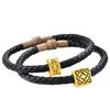 Chapado en Oro 3D Imitación Oro Fuerza Sabiduría Protección Coraje Fe Tatuajes de la Suerte Pulsera de Cuerda de Cuero Colgante Cuentas