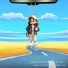 Novo Ornamento Acrílico 2024 Menino e Menina Frios Bebendo Chá de Leite Enfeite para Pendurar no Espelho Retrovisor do Carro