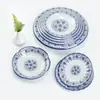 Plato de porcelana azul y blanco Kaibaiya plato hondo vajilla de hotel restaurante plato para saltear plato para arroz cubierto plato de melamina A5 imitación porcelana