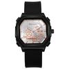 Reloj de Estilo Nuevo Cuadrado No Mecánico Tendencia de Moda Tecnología Negra Estudiante Joven Masculino Estilo Británico Reloj Hueco