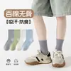 Calcetines de algodón acanalados de color liso hasta la mitad de la pantorrilla para estudiantes transfronterizos, Clase A, cálidos para otoño e invierno, de dibujos animados, deportivos, sin costuras, para niños, venta al por mayor