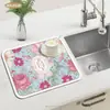 Vajilla de Lujo Ligero Floral Encimera de Cocina Drenante Diatomeas Absorbente Esterilla de Mesa Hogareña Tazón y Plato Aislamiento Térmico Cafetera
