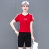 Tencel Roma Seda de Hielo Secado Rápido Moda Casual Traje Deportivo para Mujer Verano Delgado Manga Corta Pantalones de Cinco Puntos Conjunto de Dos Piezas