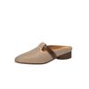 Zapatillas Baotou de talla grande 40, estilo retro, nuevas, de exterior, de piel de vaca con tacón grueso, elegantes, con agujeros huecos en la punta y tacón medio.