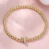 Pulsera Rongxing Transfronteriza de Zirconio Completo con 26 Letras Inglesas, Globo Burbuja, DIY, Pulsera Elástica de Cuentas de Cobre