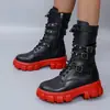 Amazon Transfronterizo Botas de Caballero con Suela Gruesa para Mujer 2022 Nuevas Europeas y Americanas Talla Grande Estilo Punk Atractivas Botas Midi para Mujer con Suela Gruesa