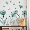 Adesivos de Parede Decorativos Florais Verde Escuro Transfronteiriços para Grandes Áreas de Quarto, Sala de Estar e Paredes de Fundo de Entrada, Autoadesivo de PVC