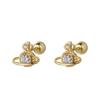 Arete Saturno Zircón Plata S925 Diamante Único Mini Uña para Hueso de la Oreja Moda Simple Creativo Compacto Tornillo E02350