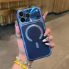 Adecuado para funda magnética láser galvanizada para iPhone 17 Pro Max, funda para teléfono para Apple 16 con cubierta de protección de película para lente incorporada