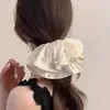 Scrunchie Retrô Estilo Francês para Mulheres, Elástico de Cabelo Versátil Coreano de Cetim de Alta Qualidade, Acessório de Cabelo Estilo Mori, Grande Ornamento de Cabelo