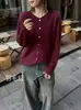 Cardigan de Tricô com Acabamento Fosco, Peso Pesado, Lã de Seda, Caxemira, Escovado, Gola Redonda, Punhos Canelados para Mulheres, Outono/Inverno 2026 Top