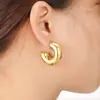 Brincos Meio Círculo Geométricos Brilhantes para Exportação Cao Shi Shein, Brincos Modernos e Elegantes, Design Francês em Forma de U