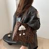 Bolsa Grande de Couro Sintético Vintage Outono e Inverno Feminina 2024 Nova Popular Animal Print Ombro Transversal Bolsa Tote para o Dia a Dia