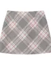 Falda bodycon de cuadros de lana para mujer, nueva falda corta de línea A de cintura alta para primavera y otoño 2026, falda midi gris adelgazante para mujeres petite