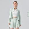 Chaqueta deportiva de manga larga, fina, de secado rápido, con cremallera y cuello alto, para mujer, holgada, transpirable y de cintura corta, con protector solar.