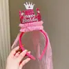 Presente de aniversário infantil: Faixa de cabelo de bolo de morango, faixa de cabelo de desenho animado fofa para meninas, faixa de cabelo de bebê, não aperta a cabeça, acessório de cabelo para menininha