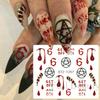 Cross-border Hot nail Art Marca d'água Adesivos ins Halloween Crânio Maple Leaf Russo unha Adesivos Atacado