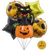Nuevo globo decorativo para fiesta de Halloween con diseño de momia, gato negro y calabaza, de cinco piezas