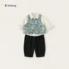 Ropa Bangxuan para niños, nueva colección de otoño, ropa estilo chino, atuendo para el Festival de Medio Otoño, traje para bebé niño, chaleco de estilo tradicional, conjunto de dos piezas para niños