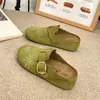 Mules slip-on de suela gruesa bordados, casuales, fáciles de usar, con un diseño floral retro, adecuados para mujeres, con un acabado mate y un estilo sencillo