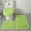Set de Baño de Tres Piezas de Lana de Seda Felpudo Antideslizante para Baño Alfombra Aislante de Pelo Largo Combinación de Felpudos Transfronterizo