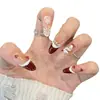 Haverá gato veludo vermelho floco de neve Natal outono inverno Ano Novo explosões blush manicure francesa armadura de mão usada