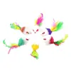 Suministros para Mascotas Juguetes para Gatos Ratón Sonoro Simulación Peluche Plumas de Colores Burla Gato Ratón Pequeño Auto-Diversión Juguetes para Gatos