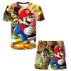 Patrón de impresión digital 3D de trabajador con gorra roja temático de videojuegos, ropa unisex para niños, conjunto casual de dos piezas de dibujos animados