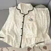 Pijama Rosa de Encaje para Mujer de Talla Grande en Stock del Fabricante, Lindo Ropa de Casa Azul a Cuadros con Bordado de Pony para Primavera y Otoño