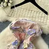 Vestido de Verano de Alta Gama para Mujer Francés Bordado de Flores Tridimensionales de Industria Pesada Cintura Entallada Vestido sin Tirantes Falda Larga