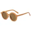 Gafas de Sol Redondas Nuevas 2021 Marco Mate Color Macarrón Bisagra de Metal Mismo Estilo que las Celebridades de Internet Gafas para Padres e Hijos