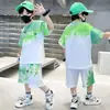 Conjunto de Verano para Niños 2026 Nuevo de Moda Tie-Dye Manga Corta Shorts Conjunto de Dos Piezas para Niños Mayores, Deportivo y Elegante