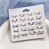 Brincos de Prata de Alta Qualidade ~ Populares, Brincos Mini de Nicho Estilo Coreano de Luxo, Conjunto Combinado de Brincos de Coração para Mulheres