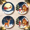 Nuevos posavasos planos de madera navideños transfronterizos con diseños de Papá Noel, motocicleta, renos y árbol de Navidad para decoración y regalo al por mayor