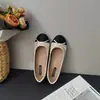 Csycoco2026 Estilo Novo de Primavera Inspirado em Chanel Sapatos Baixos Redondos de Bico Redondo com Boca Rasa com Laço de Fada e Sapatos Elegantes de Vovó
