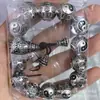 S999 Plata de Ley 990 Pulsera de Plata Esterlina Retro Pulsera Mantra de Seis Caracteres Pulsera de Moda Accesorios DIY Tejido